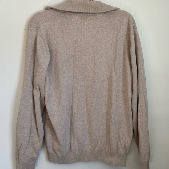 Report Collection Men’s Beige Pullover Sweater with Quarter Zip - Picture 6 of 6